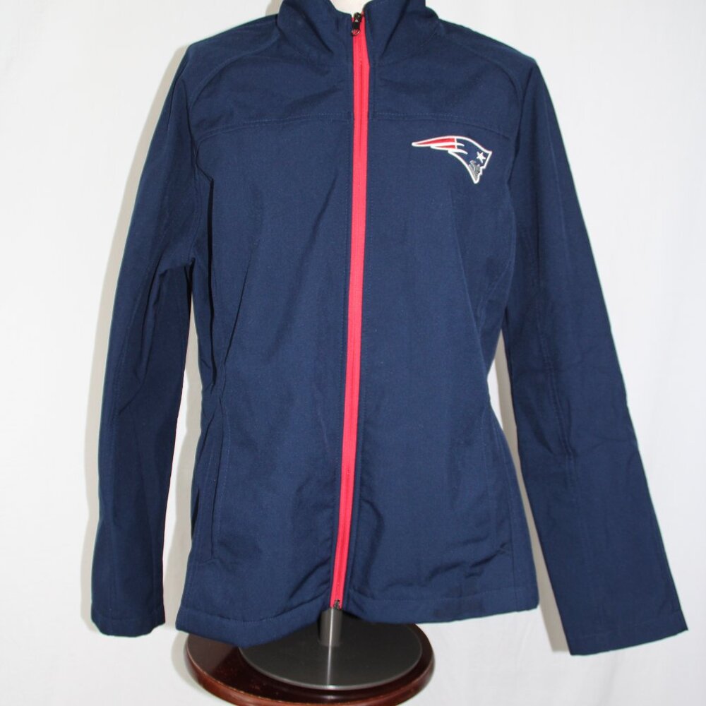NFL New England Patriots Jacket Women's XL Full Zip Mock Neck Blue Team Apparel